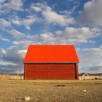 Red farmhouse in Mongolia